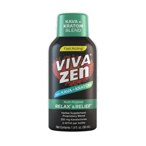Viva Zen Kava+ Kratom Blend "Relax & Relief" Shots - Green